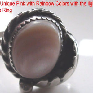 Shell and Sterling Silver Feathers Ring Navajo